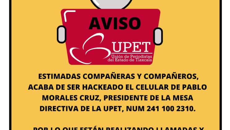 Denuncia Presidente de la UPET Pablo Morales, que hackearon su cuenta de WhatsApp