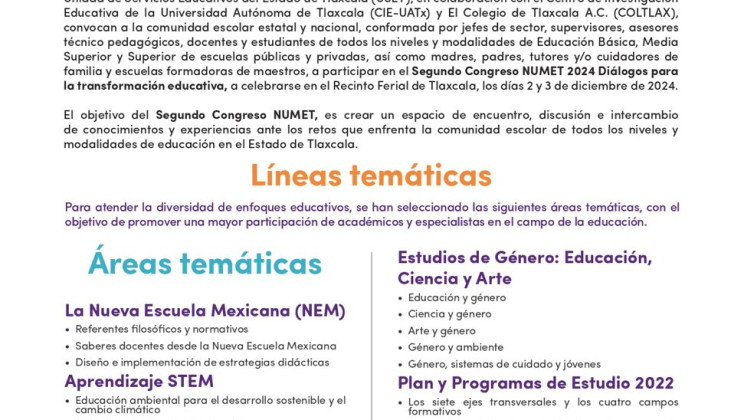 GOBIERNO DEL ESTADO CONVOCA AL SEGUNDO CONGRESO NUMET 2024